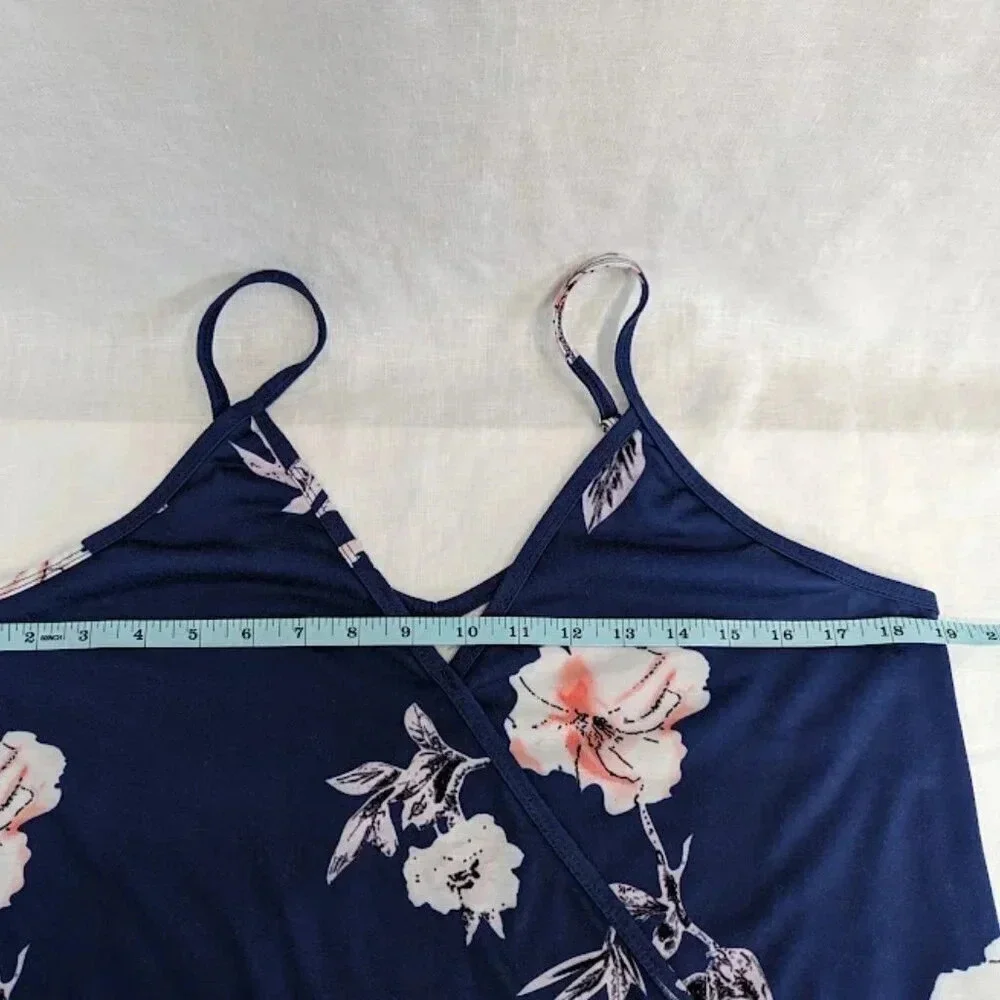 Navy Blue floral print, flowy fit, tank top women's size Large NWOT T14 - Picture 4 of 5